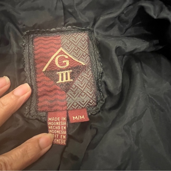 G3 Bomber Jacket Medium Leather Flight G-III Black HEAVY Grunge Y2K Vtg - Picture 12 of 13